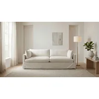 OTTO home 3-Sitzer OTTO HOME "Joucas, Hussensofa, Breite 244 cm", beige (sand), B:244cm H:85cm T:104cm, 100% polyester, Sofas, extra tiefe Sitzfläche, mit Faserball-Füllung für mehr Sitzkomfort