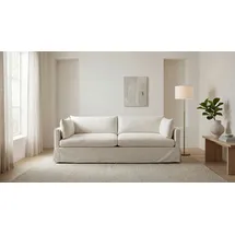 OTTO home 3-Sitzer OTTO HOME "Joucas, Hussensofa, Breite 244 cm", beige (sand), B:244cm H:85cm T:104cm, 100% polyester, Sofas, extra tiefe Sitzfläche, mit Faserball-Füllung für mehr Sitzkomfort