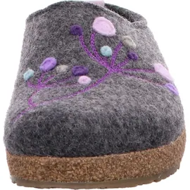 HAFLINGER Damen Hausschuh Stickerei Pantoffel Filz Grizzly Amaya 751009, Größe:39 EU, Farbe:Mehrfarbig - Grau - 39