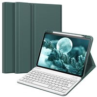 Fintie Tastatur Hülle für iPad Pro 11 2022 (4. Generation)/ iPad Pro 11 2021(3. Generation)/ 2020/2018, Keyboard case mit magnetisch Abnehmbarer Deutscher Tastatur mit QWERTZ Layout, Nachtgrün