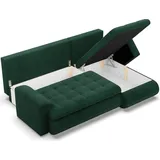 mebligo Rechts Ecksofa mit Schlaffunktion FORESTA, Sofa mit bettkasten Cord - Dunkelgrün - Grün