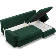 mebligo Rechts Ecksofa mit Schlaffunktion FORESTA, Sofa mit bettkasten Cord - Dunkelgrün - Grün