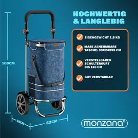 monzana 3in1 Einkaufstrolley blau 56L