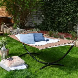 AMANKA XXL Hängematte braun 2 Pers. 285x120cm 150 KG Matte Hängematten Gartenhängematte