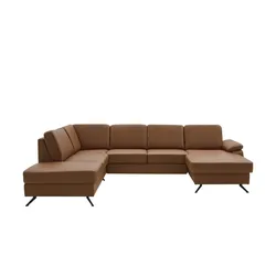 meinSofa Wohnlandschaft mit Sitz- und Rückenbezug aus Leder Kathi , braun , Maße (cm): B: 309 H: 86 T: 235