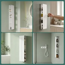 mai & mai Duschregal mit 4 Ablagen, Duschablage schmal, Wandregal Shampoo Halterung für Dusche 20x90x9cm, Badezimmer Organizer Weiß Reglo-16