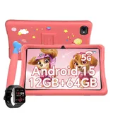 TABWEE 10" Kinder tablet Android15 mit Hülle/Stift/ Smartwatch Tablet (10.1", 64 GB, Android15, Google Kids Space/5G wifi/Android 15/mit Stift/Kinder-Smartwatch) rosa