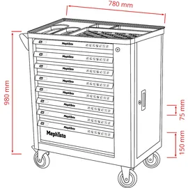 Mephisto Werkzeugwagen XXL Premium mit 8 Schubladen ohne Werkzeug-