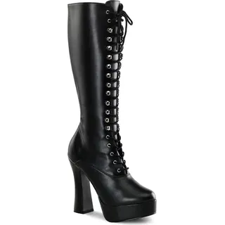 ELECTRA-2020 Pleaser High-Heels Plateaustiefel mit Schnürung schwarz Lederoptik - 42