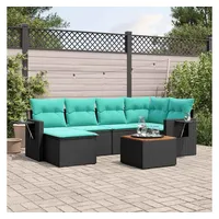 vidaXL Gartensofa-Set 7-tlg. Loungesofa schwarz