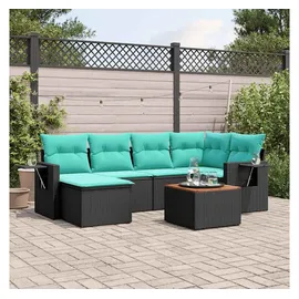 vidaXL Gartensofa-Set 7-tlg. Loungesofa schwarz