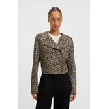 Boss Bikerjacke "Jaleo Premium Damenmode", Damen, Gr. 46, bunt (open miscellaneous 960), Web, Obermaterial: 70% Baumwolle, 25% Polyacryl, 5% sonstige Fasern, gemustert, kurz, asymmetrischer Ausschnitt, Jacken, in Cropped-Länge, Leo-Jacquard
