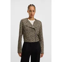 Boss Bikerjacke "Jaleo Premium Damenmode", Damen, Gr. 46, bunt (open miscellaneous 960), Web, Obermaterial: 70% Baumwolle, 25% Polyacryl, 5% sonstige Fasern, gemustert, kurz, asymmetrischer Ausschnitt, Jacken, in Cropped-Länge, Leo-Jacquard