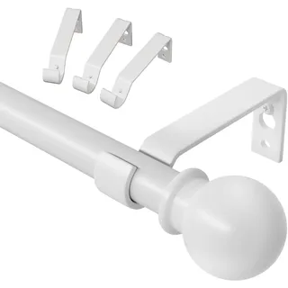 Weiß Gardinenstange 300 cm lang, 16mm Durchmesser Gardinenstange Wandmontage mit Kugelendstück. Gardinenstange Weiss Matt, Spleißen Verstellbare