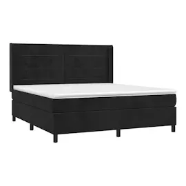 vidaXL Boxspringbett mit Matratze & LED Schwarz 160x200 cm Samt