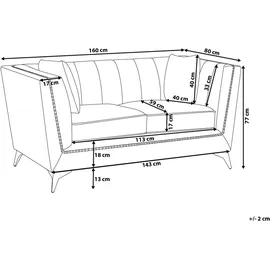 Beliani Sofa Samtstoff Grau 2-Sitzer