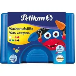 PELIKAN 722959 Pelikan Wachsmalstifte, rund, wasservermalbar, 8 Stück im Etui