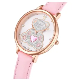 Swarovski Teddy 5739838 Edelstahlgehäuse Roségoldplattiert Lederarmband Rosa