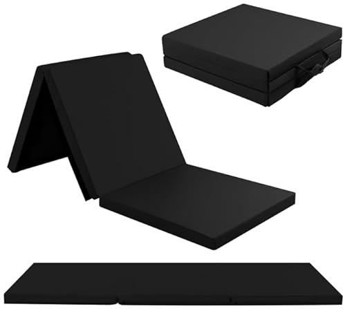 COSTWAY 180 x 60 x 5 cm Weichbodenmatte klappbar, Gymnastikmatte tragbar, Yogamatte wasserabweisend, Turnmatte rutschfest, Klappmatte, Fitnessmatte (schwarz)