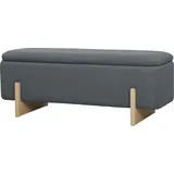 HOMCOM Sitzbank mit Stauraum, Polsterbank mit Leinenoptik, Holzbeine, Bettbank mit Sicherheitsscharniere für Wohnzimmer, Schlafzimmer, Flur, 111 x 44 x 44,5 cm, Dunkelgrau   Aosom