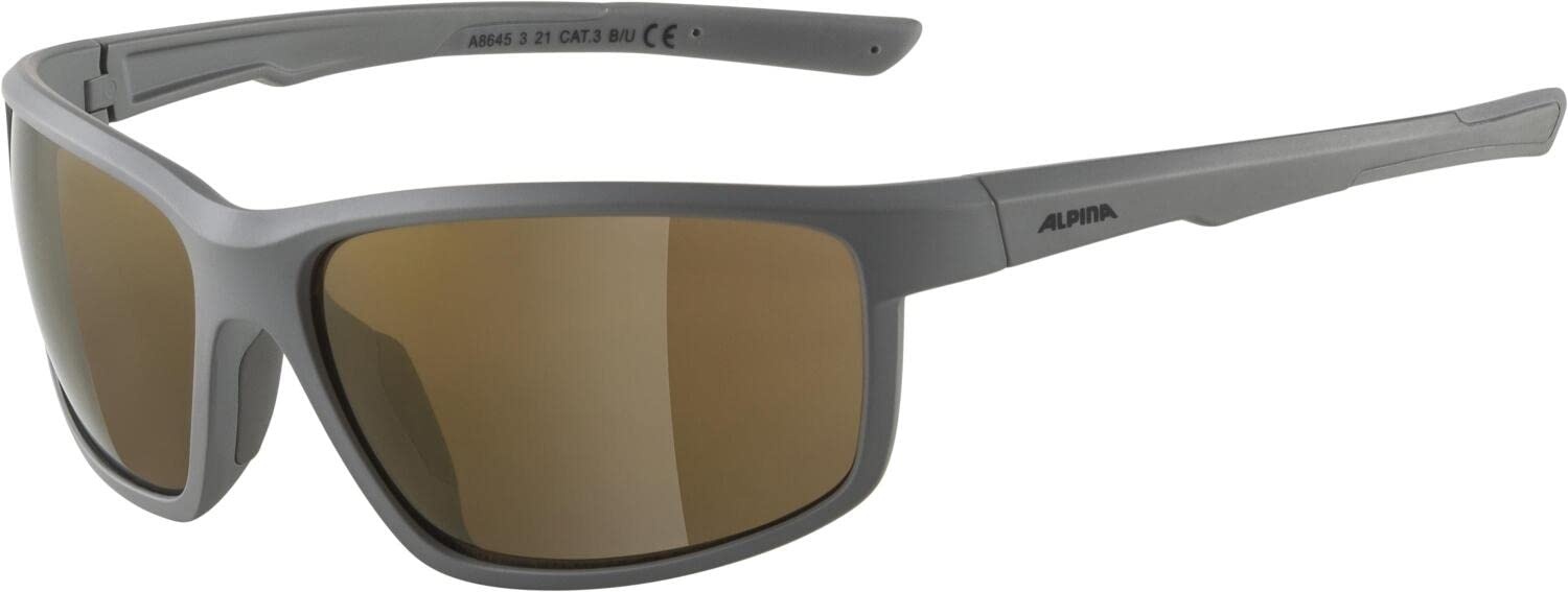 ALPINA DEFEY - Verspiegelte und Bruchsichere Sport- & Fahrradbrille Mit 100% UV-Schutz Für Erwachsene, moon-grey matt, One Size