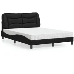 Bett mit Matratze Schwarz 140x200 cm Kunstleder