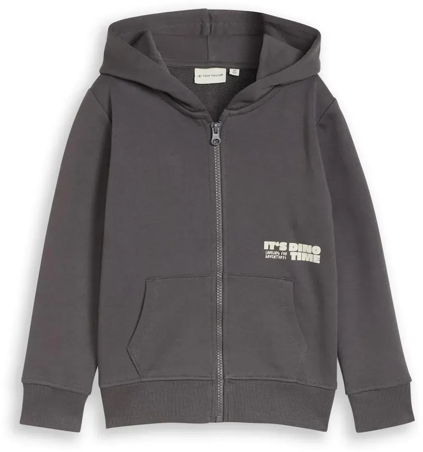 TOM TAILOR Jungen Hoodie Sweatjacke mit Rückenprint, grau, Uni, Gr. 92/98