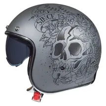 MT Helmets Le Mans 2 SV Skull & Roses Matt Silber XXL