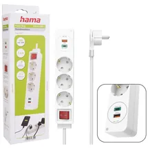 Hama Steckdosenleiste, 3-fach, USB-C-/USB-A-Buchse, PD/Fast Charge, max. 18W, WS (00133757)