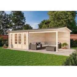 Alpholz Holz Gartenhaus Freiburg 44 ISO | Natur | 399x755x270 cm