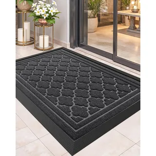 Color G Fußmatte Außen Robuster 43.5 x 75 cm, rutschfest Fussmatte Aussen, Waschbar Schmutzfangmatte Outdoor Wetterfest für Haustür, Eingang, Balkon (Grau)