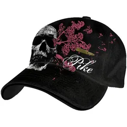 Pike Apparel Unisex Trucker-Cap aus dem Rock-Bereich Base-Cap mit Totenkopf und Patronen-Applikation TC109526PIK Schwarz - One-Size