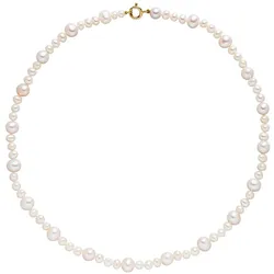 Perlenkette FIRETTI "Schmuck Geschenk Gold 375 Halsschmuck Halskette Perle", gold (gelbgoldfarben, weiß), Halsketten, Damen, Gelbgold 375-Seide-Perlen, L: 45cm, Gelbgold 375, Seide, Perlen, Made in Germany - mit Süßwasserzuchtperle
