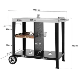 Royal Gourmet Grilltisch 85 x 50 cm Edelstahl schwarz