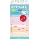 ALPHA EDITION GmbH & Co. KG Superplaner Farbenfroh 2026 mit 4 Spalten - Familien-Timer 22x45 cm - Offset-Papier - mit Ferienterminen - Wand-Planer - Familienkalender - Alpha Edition