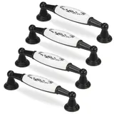 Mavö 4 Stück schwarze Möbelgriffe Landhaus Schrankgriff Porzellan Küchengriff Vintage Ornament Lochabstand, Griff für Möbel 96mm VADA.4 (Schwarz)