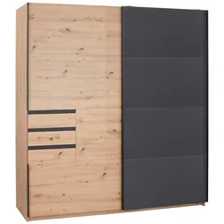 Schwebetürenschrank Oldenburg in Grau/Eiche ca. 180x198x64cm