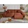 luma-home Cord Ecksofa Schlaffunktion ausziehbar Bettkasten Polsterecke L-Couch Terracotta & Braun/Orange