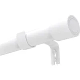 Gardinenstange Weiß Gardinenstange 400 cm lang Ausziehbar Vorhangstange Dekorative mit Halterungen und Kappenknäufen für Esszimmer, Wohnzimmer,185-455 cm,Weiß