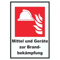 Mittel und Geräte zur Brandbekämpfung Schild A3 Rückseite selbstklebend