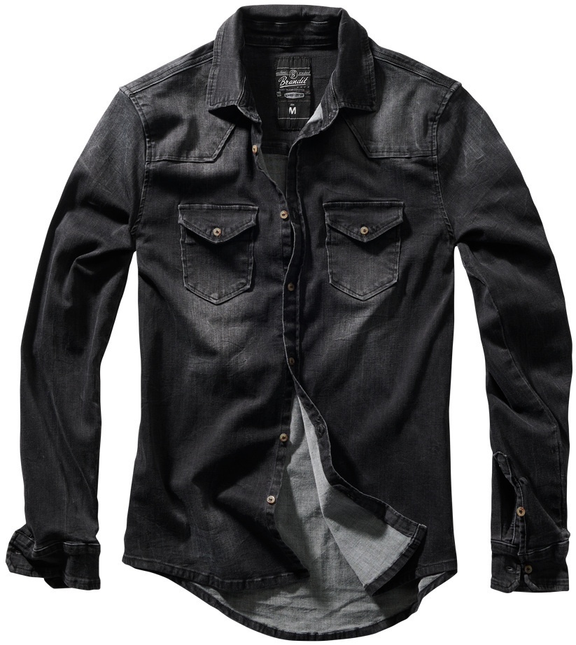 Brandit Riley Denim Overhemd, zwart, 3XL