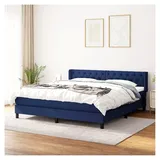 Lattenrost mit Matratze, blau, 160 x 200 cm, Stoff, Plattformbett, mit Lattenhalter, einfache Montage für Schlafzimmer, Erwachsene