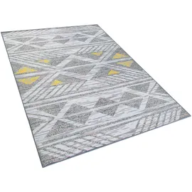 Beliani Teppich Grau 160 x 230 cm geometrisches Muster Kurzflor KARGI