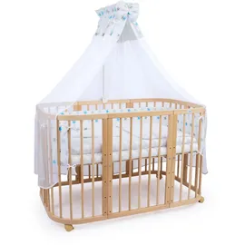 Waldin Babybett Kinderbett 7in1 mit Matratze,