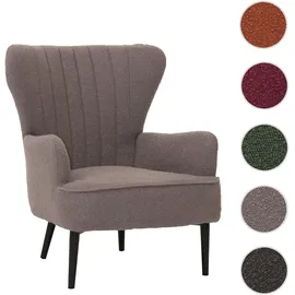 Mendler Lounge-Sessel HWC-K37 Bouclé 75 x 80 x 75 cm hellgrau mit Kissen