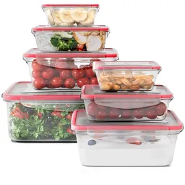 classbach Classbach® Frischhaltedosen mit Deckel | 7er Set | 100% dicht | Meal Prep Boxen | für Mikrowelle Spülmaschine Gefrierfach geeignet | Lunchbox | Dosen Meal Prep stapelbar | Gefrierdosen | C-FHD 4008 K