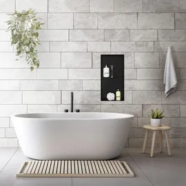 luxebath Wandnische Doppel aus Edelstahl 30x60x10 cm Schwarz Duschnische, Randlos,