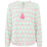 Zwillingsherz Schlupfbluse ""Grafik Print"", Damen, Gr. L/XL (L/XL), grün (mint), Obermaterial: 100% Viskose, gemustert, loose fit hüftlang, Rundhals, Blusen Schlupfbluse, grafisches Muster, Tasseln, Langarm, Bindeband