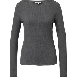 s.Oliver Geripptes Langarmshirt mit Knopf-Detail am Arm - grau - 42