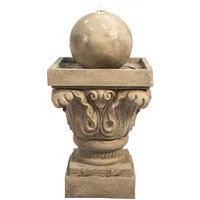 Teamson Home Garden Wasserspiel mit Lichtern, Outdoor-Kugel, traditioneller Wasserbrunnen und Pumpe, Indoor-Kaskaden-Zen-Wasserfall-Ornament, Terrassendekoration, Braun, 38.0x38.0x70.5